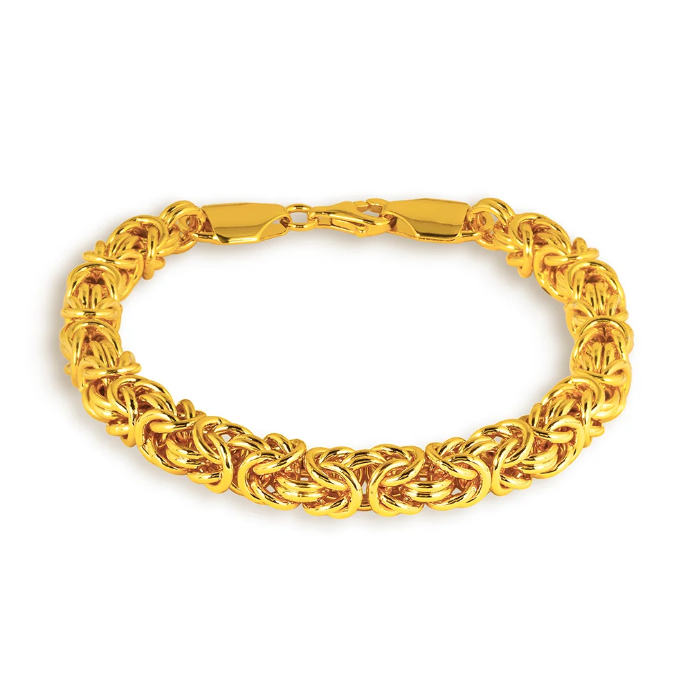 18K Gold Plated 8 Inches Braided Bracelet for Women Men 925 Sterling Silver Fashion Charm Couple Gift Jewelry Accessories USA - PrimeandBeauty