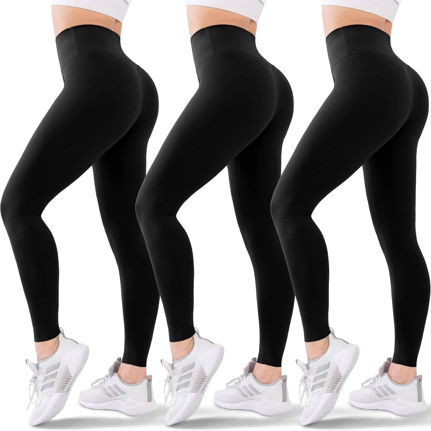 Flattering, cozy, and chic high-waisted athletic leggings 3-Pack for women - Perfect for running, yoga, and workouts - Comfortab - PrimeandBeauty