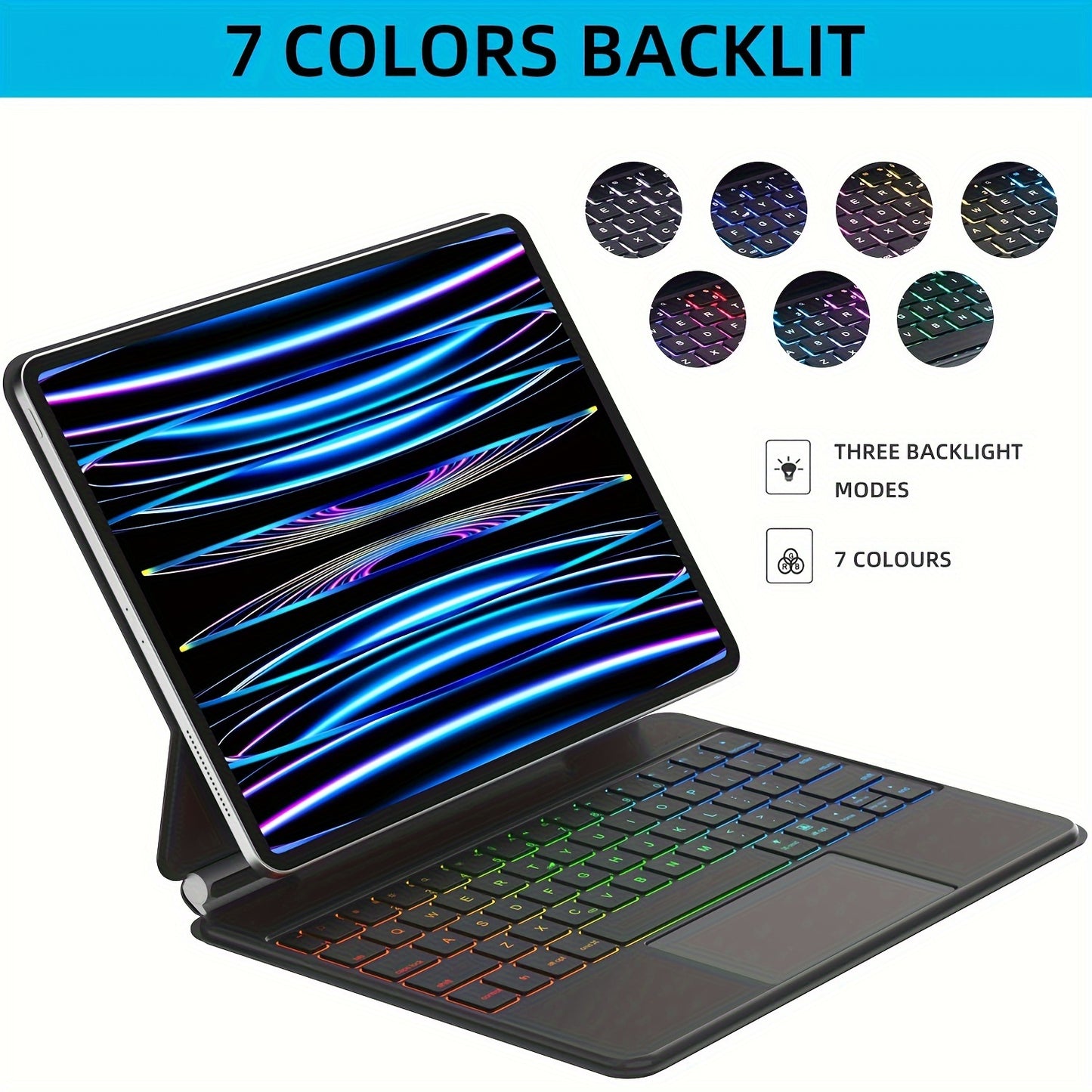 for iPad keyboard case iPad Air 11-inch (M2) 2024 and 11-inch iPad Pro (1st/2nd/3rd/4th Generation) - Magic-style magnetic keyboard case with multi-touch trackpad, compatible with 10.9-inch iPad Air 4th/5th Gen.