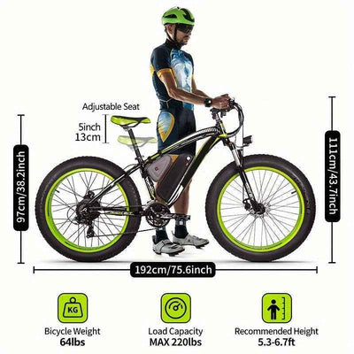 Electric Bike, 720W 26 Inch Fat Tire Mountain Ebike, 19 MPH 12.5AH 48V Battery Bicycle 7Speed Electric Dirt E Bikes, Mountain Bike, Halloween Gift - PrimeandBeauty