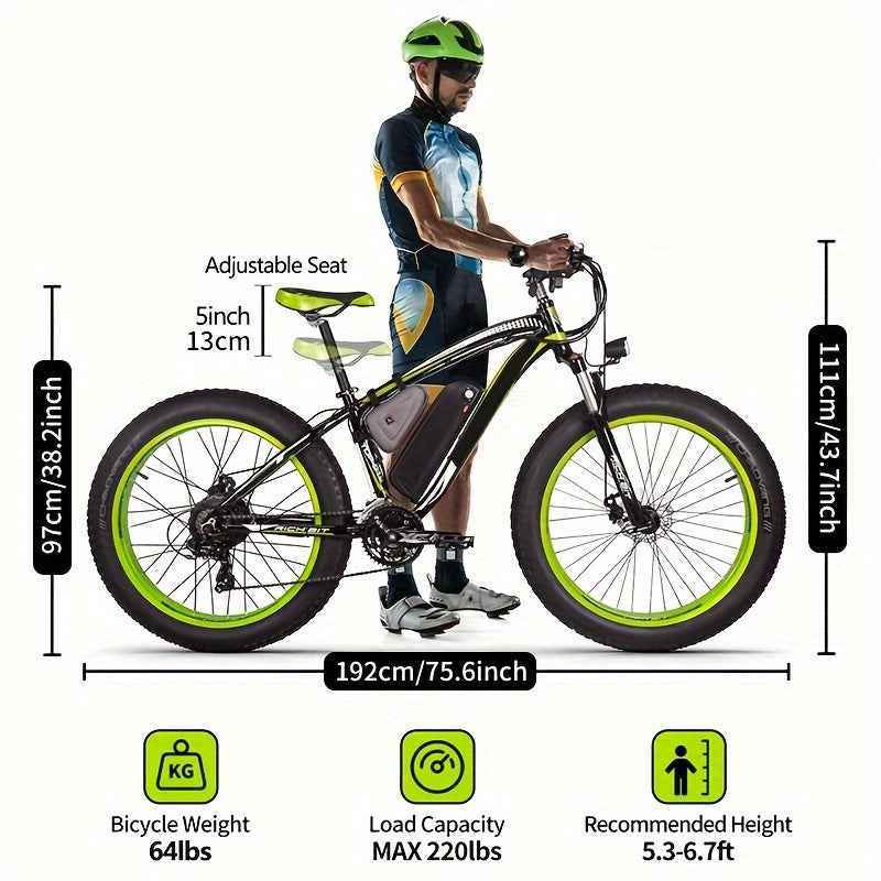 Electric Bike, 720W 26 Inch Fat Tire Mountain Ebike, 19 MPH 12.5AH 48V Battery Bicycle 7Speed Electric Dirt E Bikes, Mountain Bike, Halloween Gift - PrimeandBeauty