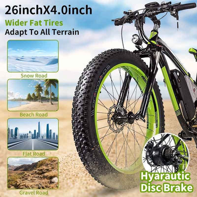 Electric Bike, 720W 26 Inch Fat Tire Mountain Ebike, 19 MPH 12.5AH 48V Battery Bicycle 7Speed Electric Dirt E Bikes, Mountain Bike, Halloween Gift - PrimeandBeauty