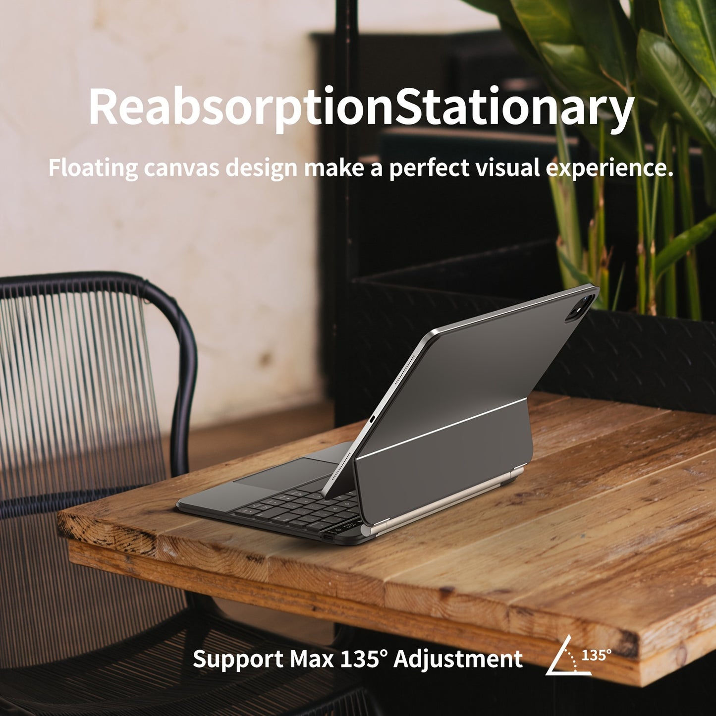The Sole Tablet Cover Featuring a Keyboard for Ipad, Equipped with a Magic Keyboard That Shows Power Status in Real-Time, Includes a Multi-Touch Trackpad, And Has a Backlit Wireless Keyboard in Gray And White for US English.