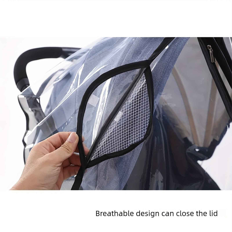 Baby Stroller Rain Cover - Waterproof Windproof Dustproof Snow Cover with Transparent Panels & Ventilation, Durable Plastic Adjustable Straps for All-Weather Protection, Stroller Accessories, - PrimeandBeauty
