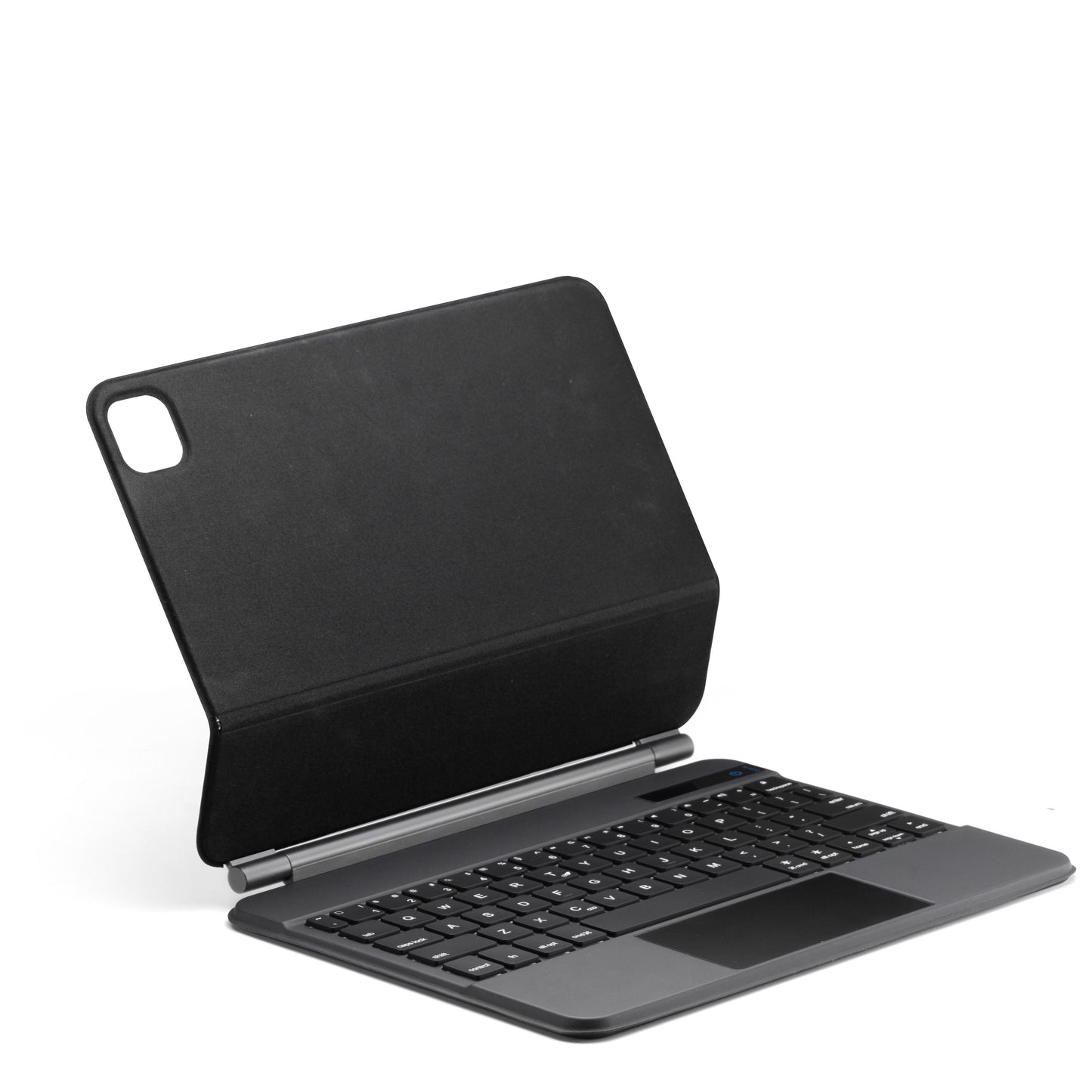 The Sole Tablet Cover Featuring a Keyboard for Ipad, Equipped with a Magic Keyboard That Shows Power Status in Real-Time, Includes a Multi-Touch Trackpad, And Has a Backlit Wireless Keyboard in Gray And White for US English.
