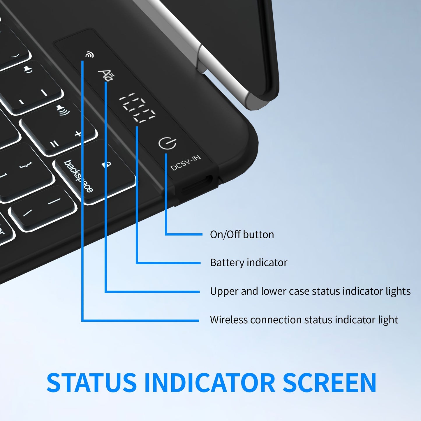 The Sole Tablet Cover Featuring a Keyboard for Ipad, Equipped with a Magic Keyboard That Shows Power Status in Real-Time, Includes a Multi-Touch Trackpad, And Has a Backlit Wireless Keyboard in Gray And White for US English.