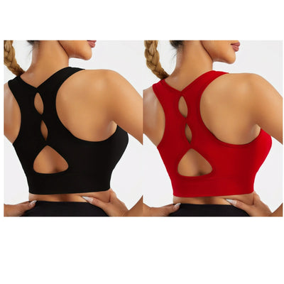 Two-piece women's high-elastic sports bra, comfortable and soft yoga top, backless open sports vest, moisture-wicking sportswear - PrimeandBeauty