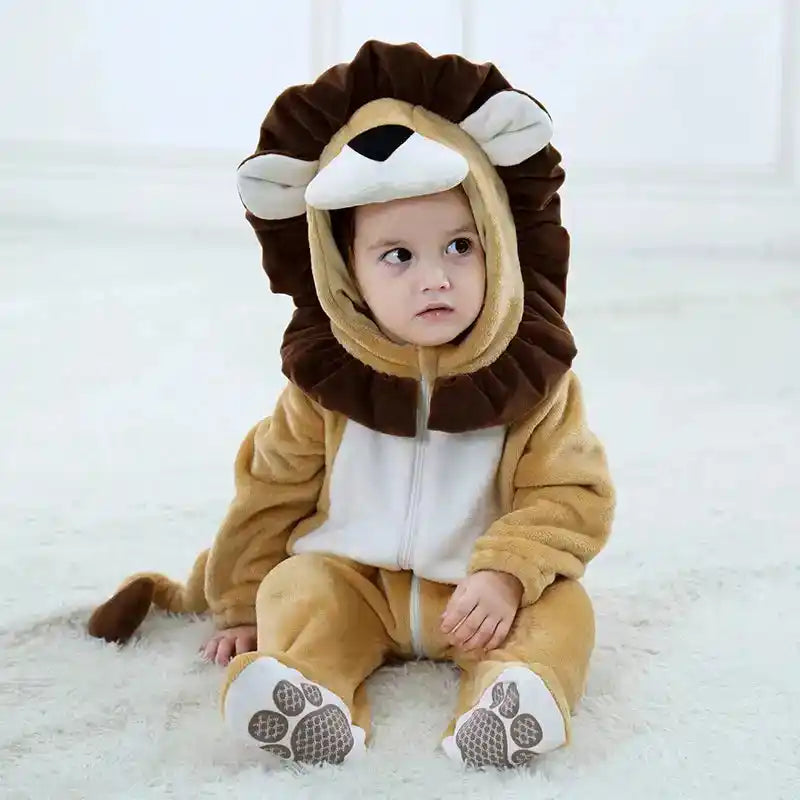 Umorden Infant Toddler Rabbit Dog Lion Tiger Dinosaur Costumes Baby Boys Girls Kigurumi Cartoon Animal Romper Halloween Purim - PrimeandBeauty