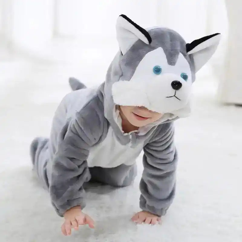 Umorden Infant Toddler Rabbit Dog Lion Tiger Dinosaur Costumes Baby Boys Girls Kigurumi Cartoon Animal Romper Halloween Purim - PrimeandBeauty