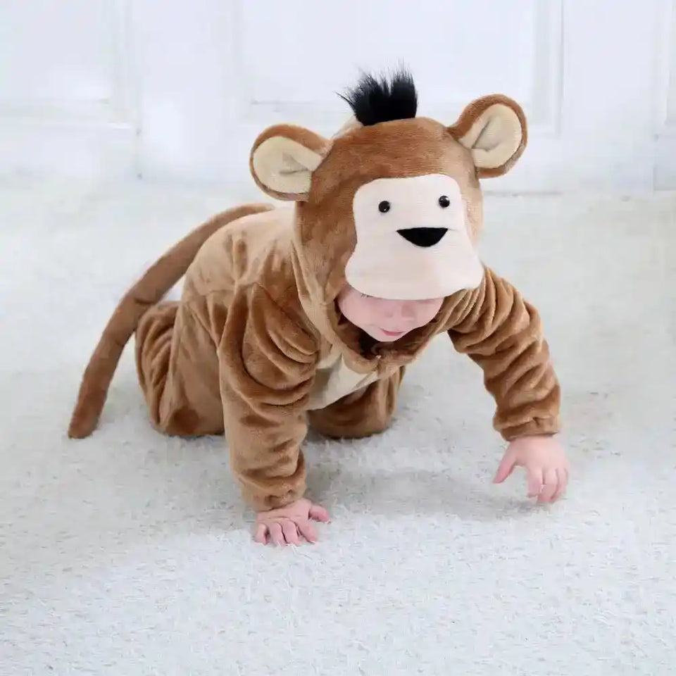 Umorden Infant Toddler Rabbit Dog Lion Tiger Dinosaur Costumes Baby Boys Girls Kigurumi Cartoon Animal Romper Halloween Purim - PrimeandBeauty