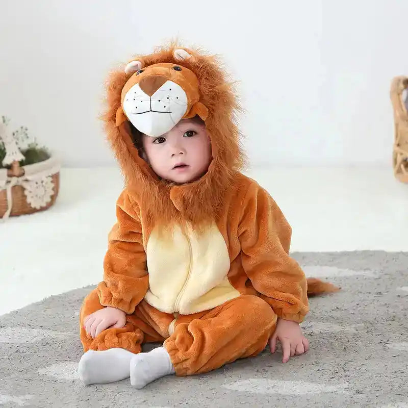 Umorden Infant Toddler Rabbit Dog Lion Tiger Dinosaur Costumes Baby Boys Girls Kigurumi Cartoon Animal Romper Halloween Purim - PrimeandBeauty