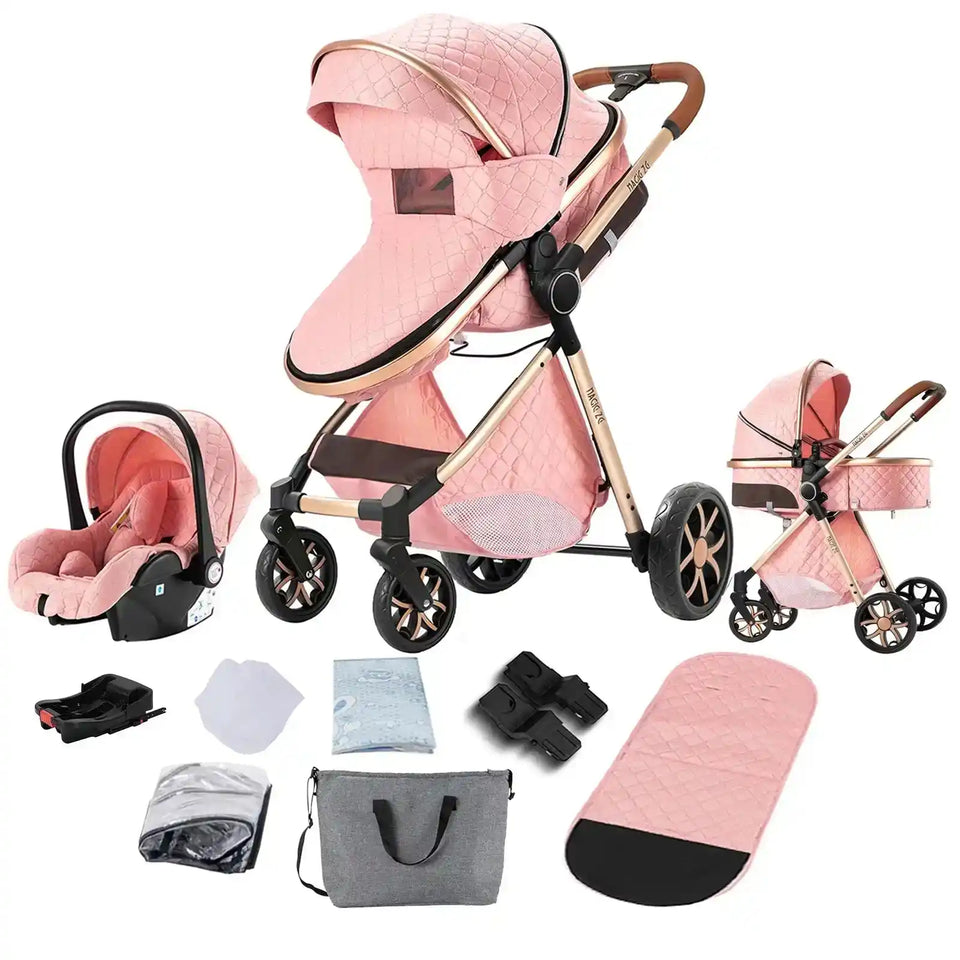 Baby Stroller 3‑in‑1 Travel System Pushchair Lightweight Pram from Birth All‑Terrain Baby Buggy Compact Fold Stroller Summer - PrimeandBeauty