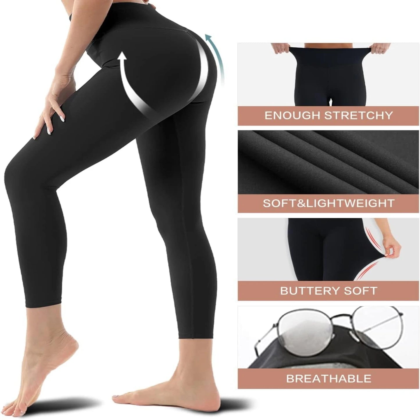 Flattering, cozy, and chic high-waisted athletic leggings 3-Pack for women - Perfect for running, yoga, and workouts - Comfortab - PrimeandBeauty