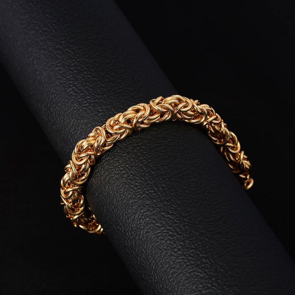 18K Gold Plated 8 Inches Braided Bracelet for Women Men 925 Sterling Silver Fashion Charm Couple Gift Jewelry Accessories USA - PrimeandBeauty