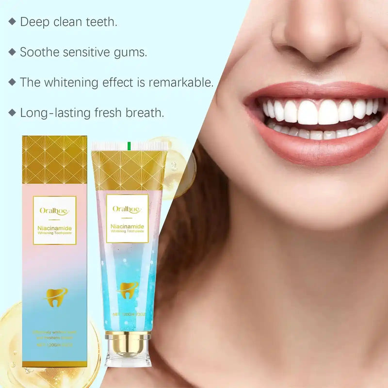 Niacinamide Whitening Toothpaste Remove Yellow Teeth Smoke Stains Improve Oral Smell Breath Fresh Tooth Bleaching Care Product - PrimeandBeauty