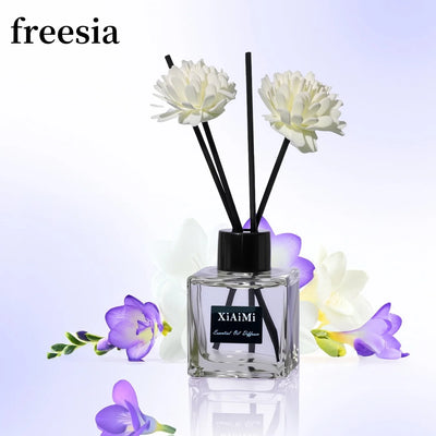 Flameless Home Fragrance Freesia Lavender Aromatherapy Oil with Reed Diffuser Stick Liquid Air Freshener Room Decor Ornaments - PrimeandBeauty
