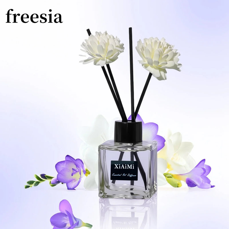 Flameless Home Fragrance Freesia Lavender Aromatherapy Oil with Reed Diffuser Stick Liquid Air Freshener Room Decor Ornaments - PrimeandBeauty