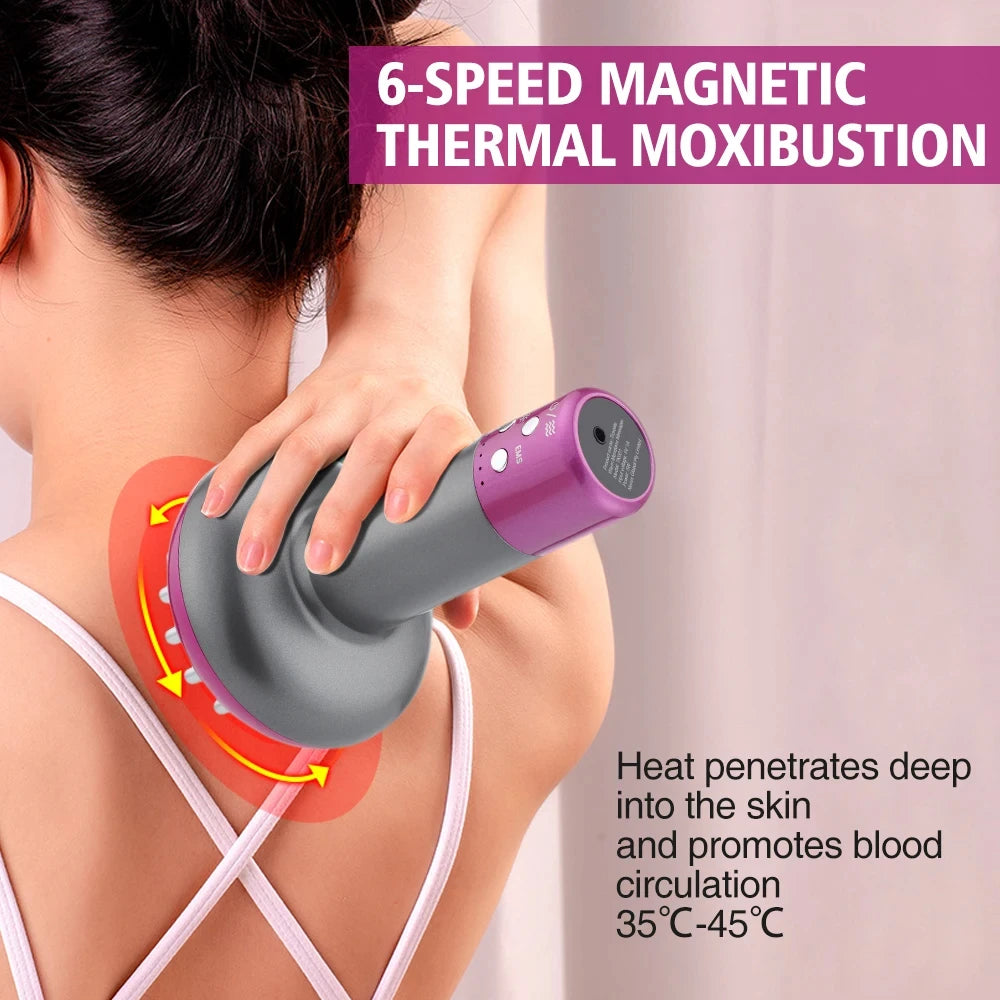 Rechargeable Guasha Massager Body Shaping Heating Meridian Scraping Brush Lymphatic Detoxification Regimen Dredging Fat Burner - PrimeandBeauty