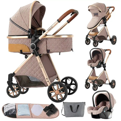 Baby Stroller 3‑in‑1 Travel System Pushchair Lightweight Pram from Birth All‑Terrain Baby Buggy Compact Fold Stroller Summer - PrimeandBeauty