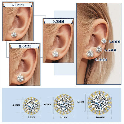 TUHE Unisex Classic Round VVS1 Moissanite Earring For Women Fine Jewelry luxury Wedding Lab Diamond 925 Silver Earring Gift - PrimeandBeauty