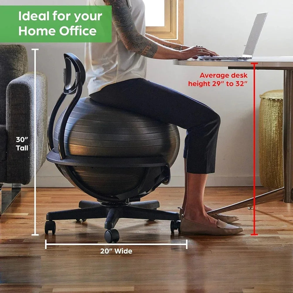 Ultimate Balance Ball Chair - Premium Exercise Stability Yoga Ball Ergonomic Chair for Home and Office Desk - PrimeandBeauty