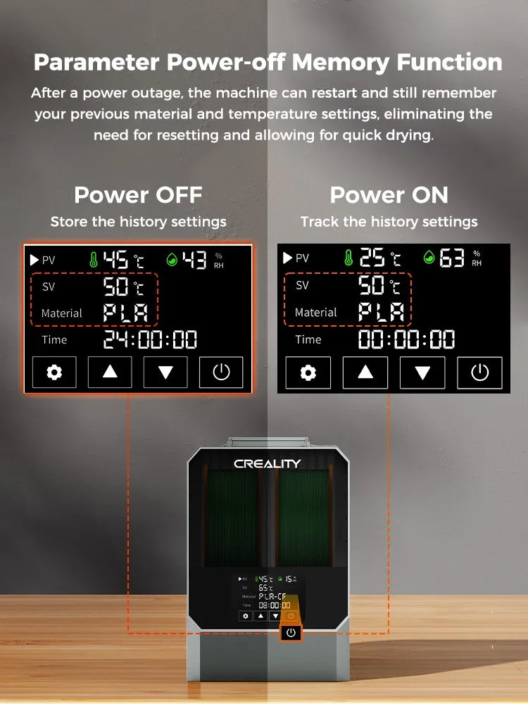 Creality Space Pi Filament Dryer Plus Drying Box Upgraded Two Rolls Drying Dehydrator for 2KG Filament 360° Hot-air heating - PrimeandBeauty