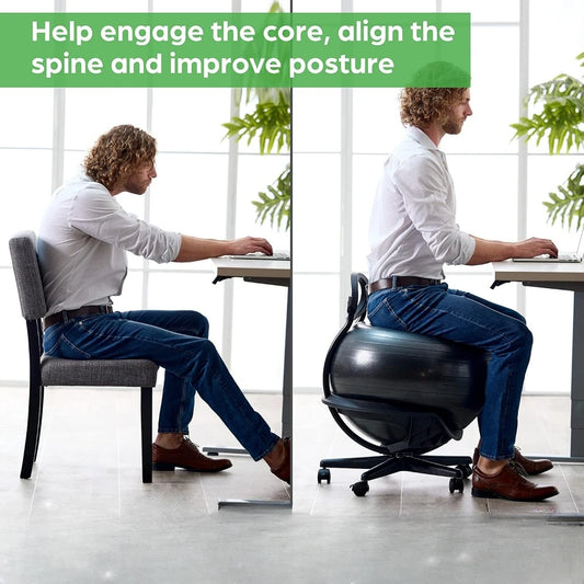 Ultimate Balance Ball Chair - Premium Exercise Stability Yoga Ball Ergonomic Chair for Home and Office Desk - PrimeandBeauty