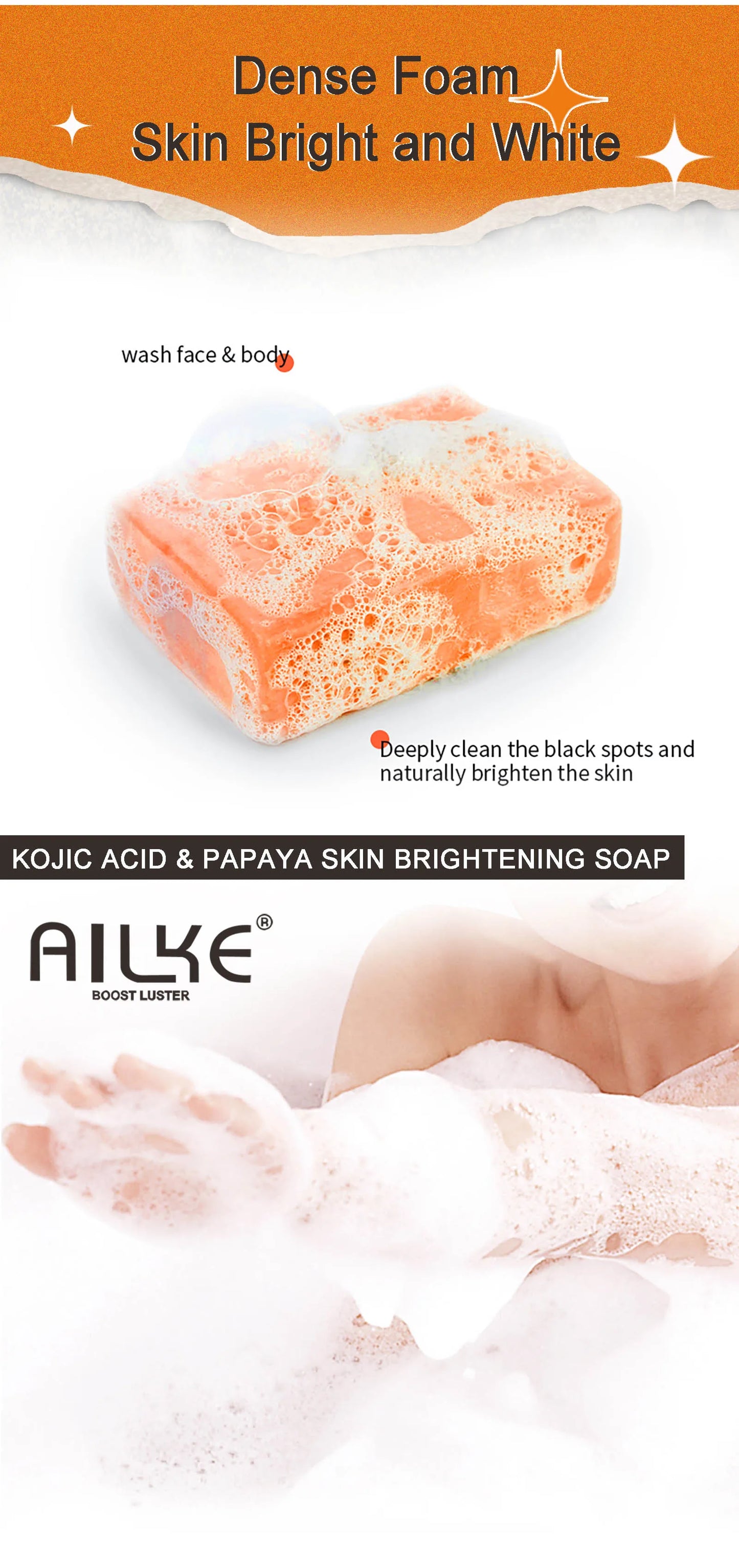 AILKE Skin Whitening Handmade Soap -Organic Papaya Soap For Black Spots, Clean Stains, Improves Dull Skin, Face & Body & Hands - PrimeandBeauty