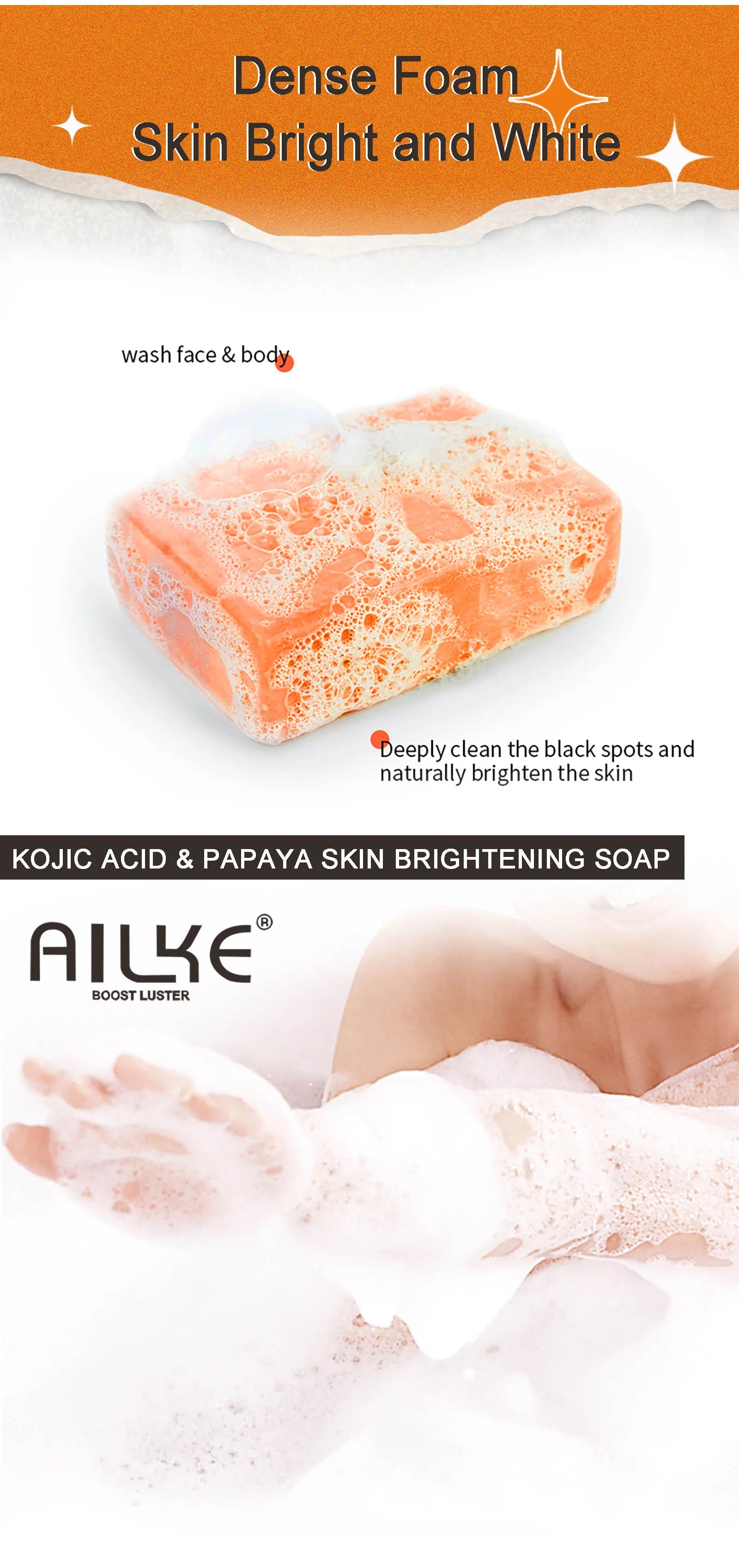 AILKE Skin Whitening Handmade Soap -Organic Papaya Soap For Black Spots, Clean Stains, Improves Dull Skin, Face & Body & Hands - PrimeandBeauty