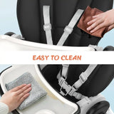 Sejoy Adjustable Baby High Chair with 5-Point Harness 3-Tier Tray & Wheels CE/CPC Certified Children's Dining Chair - PrimeandBeauty