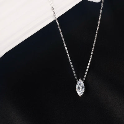 New 5*10mm 1CT Marquise Cut Moissanite Diamond Necklace for Women Certified 925 Sterling Silver Neck Chain Party Jewelry Gift - PrimeandBeauty