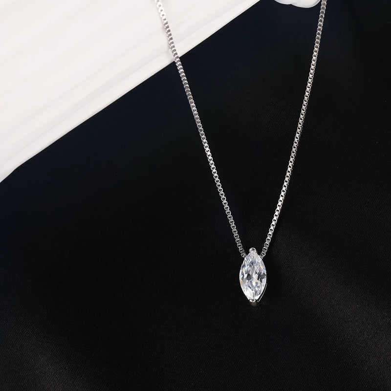 New 5*10mm 1CT Marquise Cut Moissanite Diamond Necklace for Women Certified 925 Sterling Silver Neck Chain Party Jewelry Gift - PrimeandBeauty