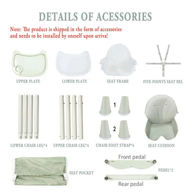 1pc Children's Dining High Chair, Foldable Dining Chair, Detachable Dining Plate, Portable Children's Chair - PrimeandBeauty