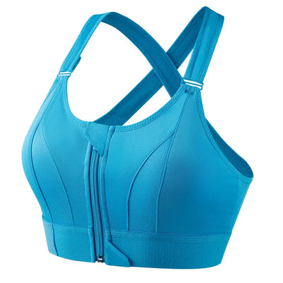 New Style Adjustable Front-Zip Sports Bra. It's a shockproof, wire-free vest-style yoga bra with a cross-back design, suitable f - PrimeandBeauty