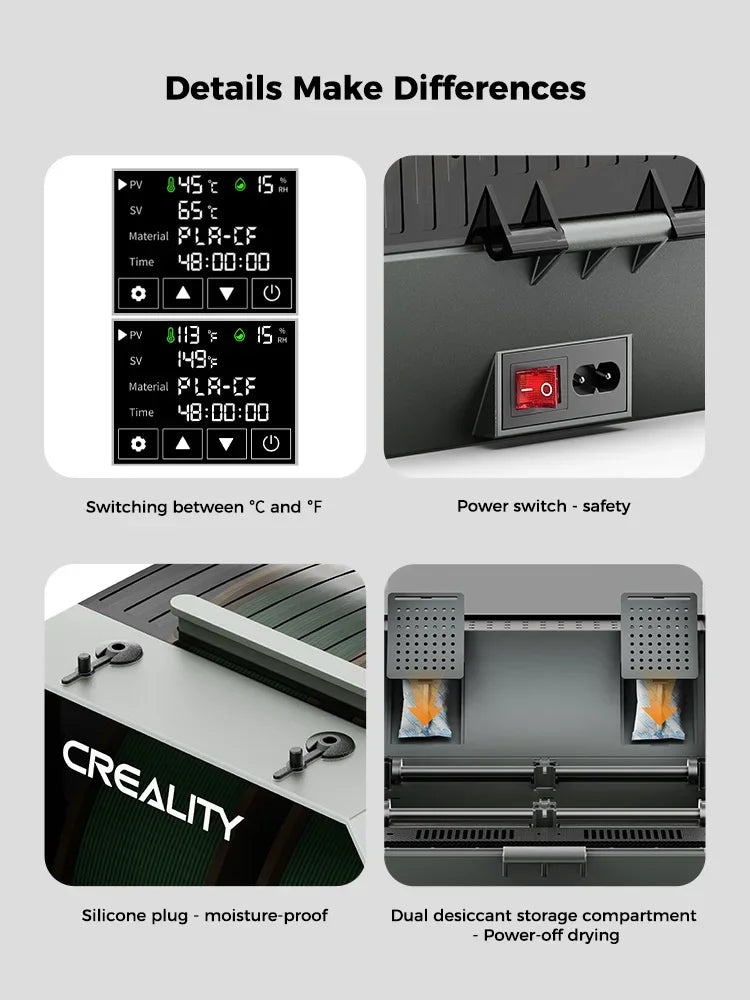Creality Space Pi Filament Dryer Plus Drying Box Upgraded Two Rolls Drying Dehydrator for 2KG Filament 360° Hot-air heating - PrimeandBeauty