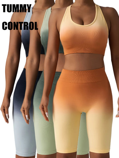 3 Pack US Local Women's Yoga Fitness Yoga Shorts, Tummy Control Yoga Shorts Seamless Ruched Booty Workout Shorts - PrimeandBeauty