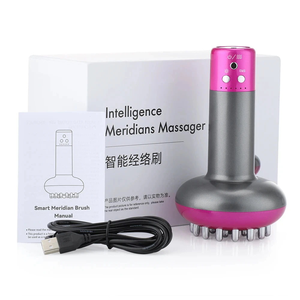 Rechargeable Guasha Massager Body Shaping Heating Meridian Scraping Brush Lymphatic Detoxification Regimen Dredging Fat Burner - PrimeandBeauty