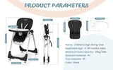 Sejoy Adjustable Baby High Chair with 5-Point Harness 3-Tier Tray & Wheels CE/CPC Certified Children's Dining Chair - PrimeandBeauty