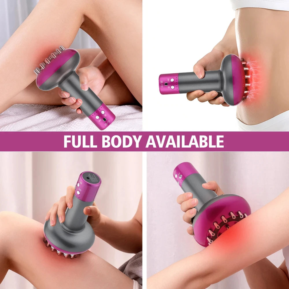 Rechargeable Guasha Massager Body Shaping Heating Meridian Scraping Brush Lymphatic Detoxification Regimen Dredging Fat Burner - PrimeandBeauty