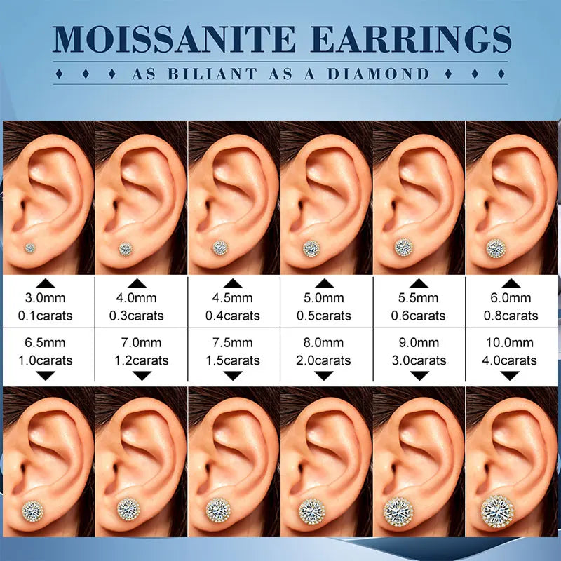 TUHE Unisex Classic Round VVS1 Moissanite Earring For Women Fine Jewelry luxury Wedding Lab Diamond 925 Silver Earring Gift - PrimeandBeauty