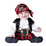 Baby Boys Girls Captain Pirate Costume Infant Toddler Romper Jumpsuit Umorden Halloween Purim Party Fancy Dress Red Stripe - PrimeandBeauty