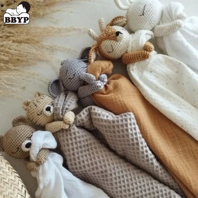 Baby Soother Appease Towel Bib Soft Bunny Bear Elephant Sleeping Doll Teether Infants Comfort Sleeping Nursing Cuddling Doudou B - PrimeandBeauty
