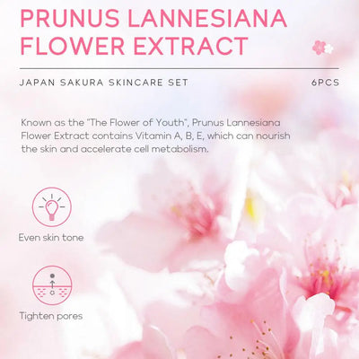 6pcs Sakura Skincare Set – Face Cream, Serum & Toner Collection