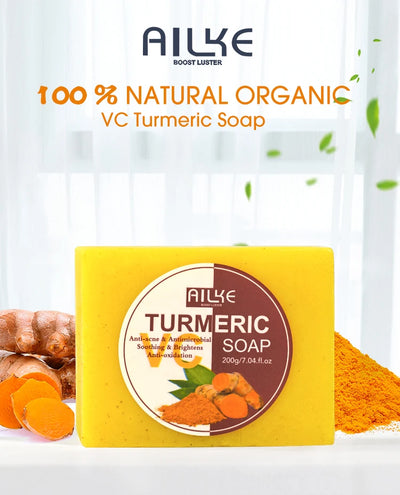 AILKE Natural Turmeric Bath Soap for Face & Body, Lightening, Cleanses Skin, Evens Tone, Reduce Spot, Radiant Skin, Oil Control - PrimeandBeauty