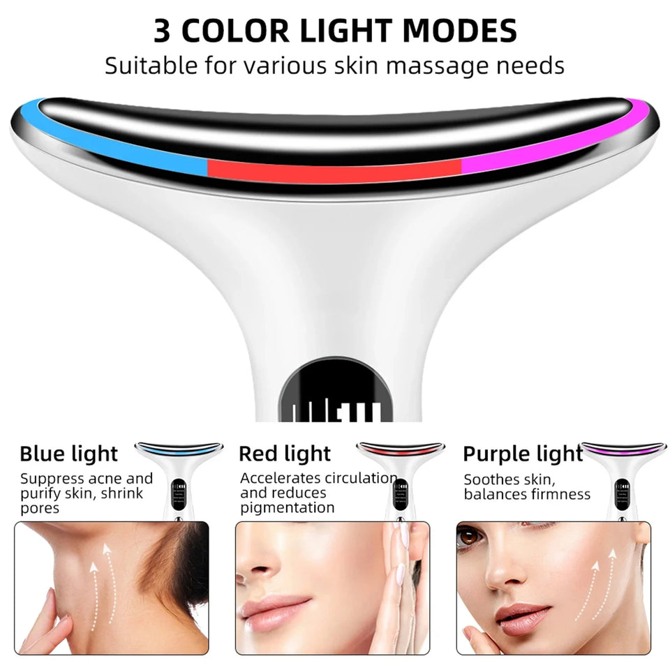 Neck Skin Care Massager Comfortable Facial Massager Face and Neck Beauty Device for Skin Care Adults Men and Women White
