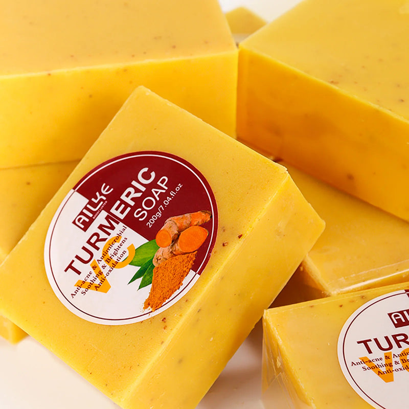 AILKE Natural Turmeric Bath Soap for Face & Body, Lightening, Cleanses Skin, Evens Tone, Reduce Spot, Radiant Skin, Oil Control - PrimeandBeauty