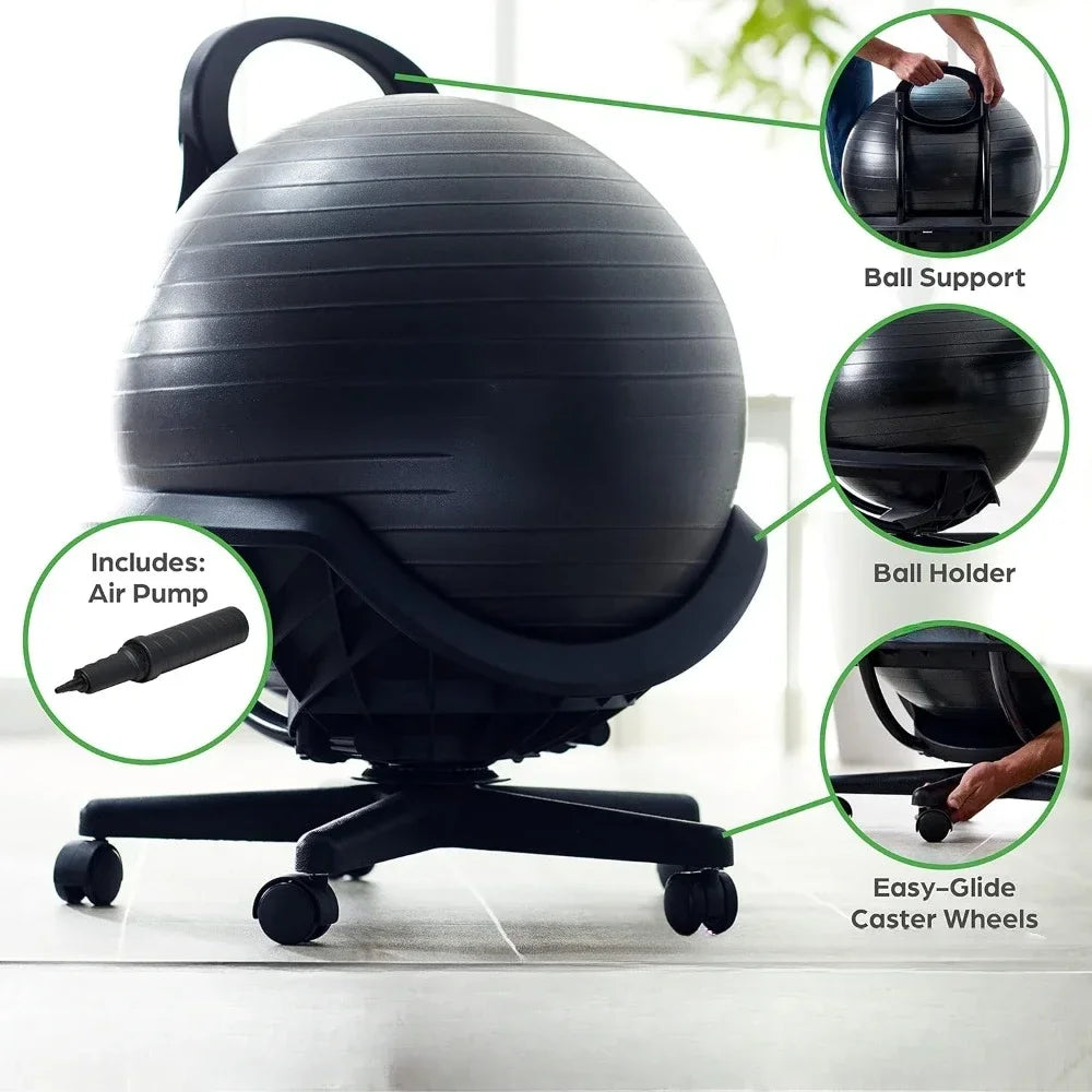 Ultimate Balance Ball Chair - Premium Exercise Stability Yoga Ball Ergonomic Chair for Home and Office Desk - PrimeandBeauty