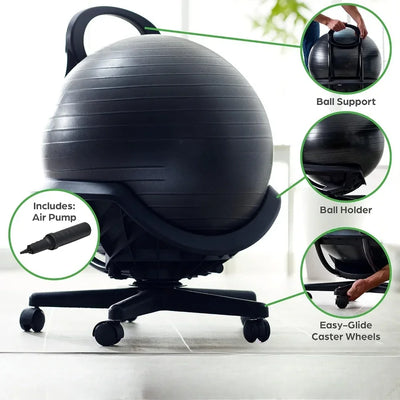 Ultimate Balance Ball Chair - Premium Exercise Stability Yoga Ball Ergonomic Chair for Home and Office Desk - PrimeandBeauty
