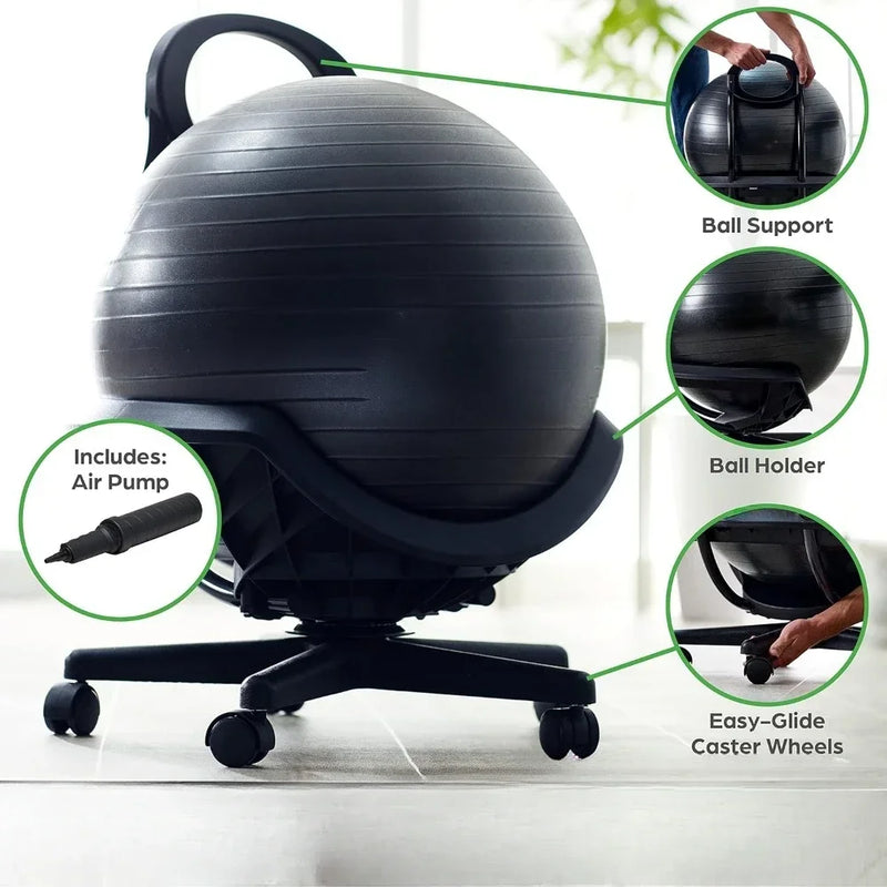 Ultimate Balance Ball Chair - Premium Exercise Stability Yoga Ball Ergonomic Chair for Home and Office Desk - PrimeandBeauty