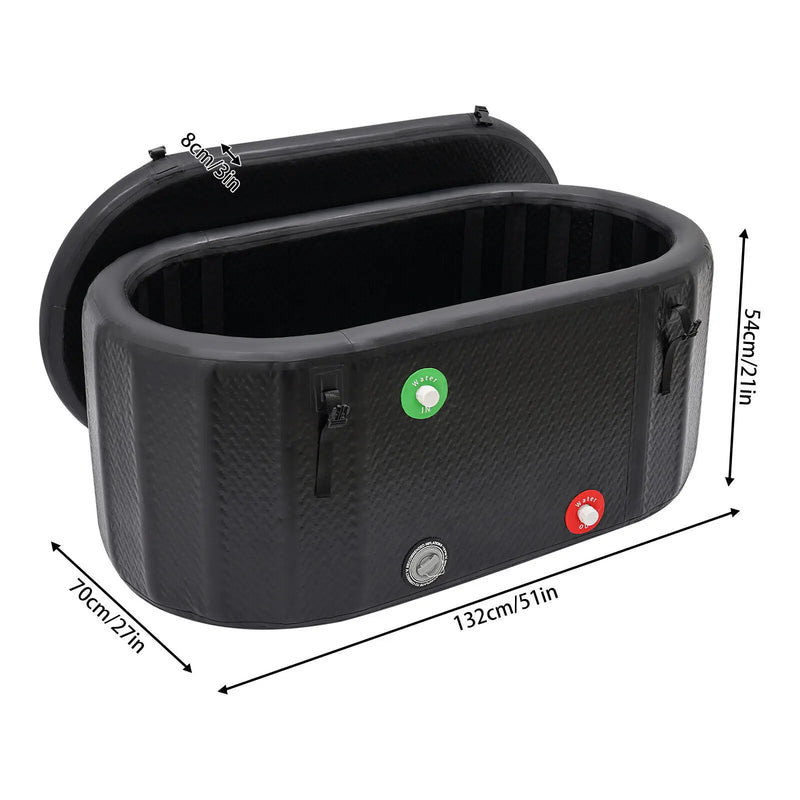 Large 370 Litre Ice Bath Inflatable Cold Water Therapy Tub Compact Immersion Tray - PrimeandBeauty